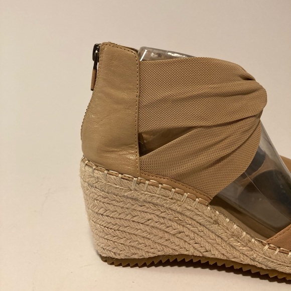 Eileen Fisher Cream Leather Ankle Fabric Strap Espadrille Wedges size 6 - Picture 3 of 16
